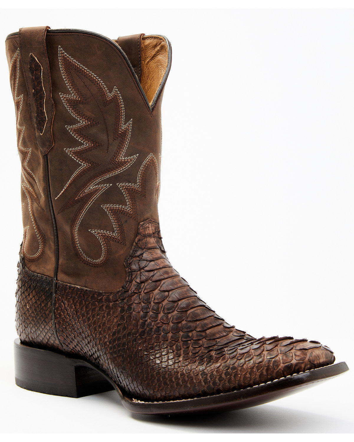 Men's Exotic Python Western Boots - Broad Square Toe