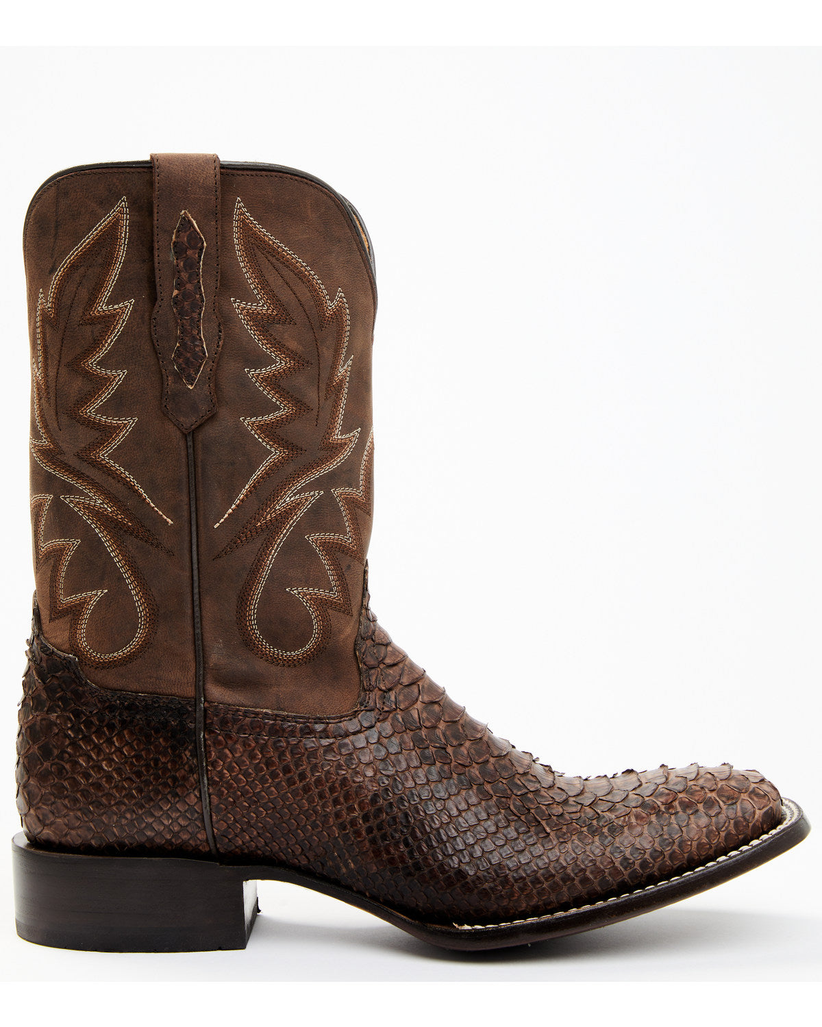 Men's Exotic Python Western Boots - Broad Square Toe