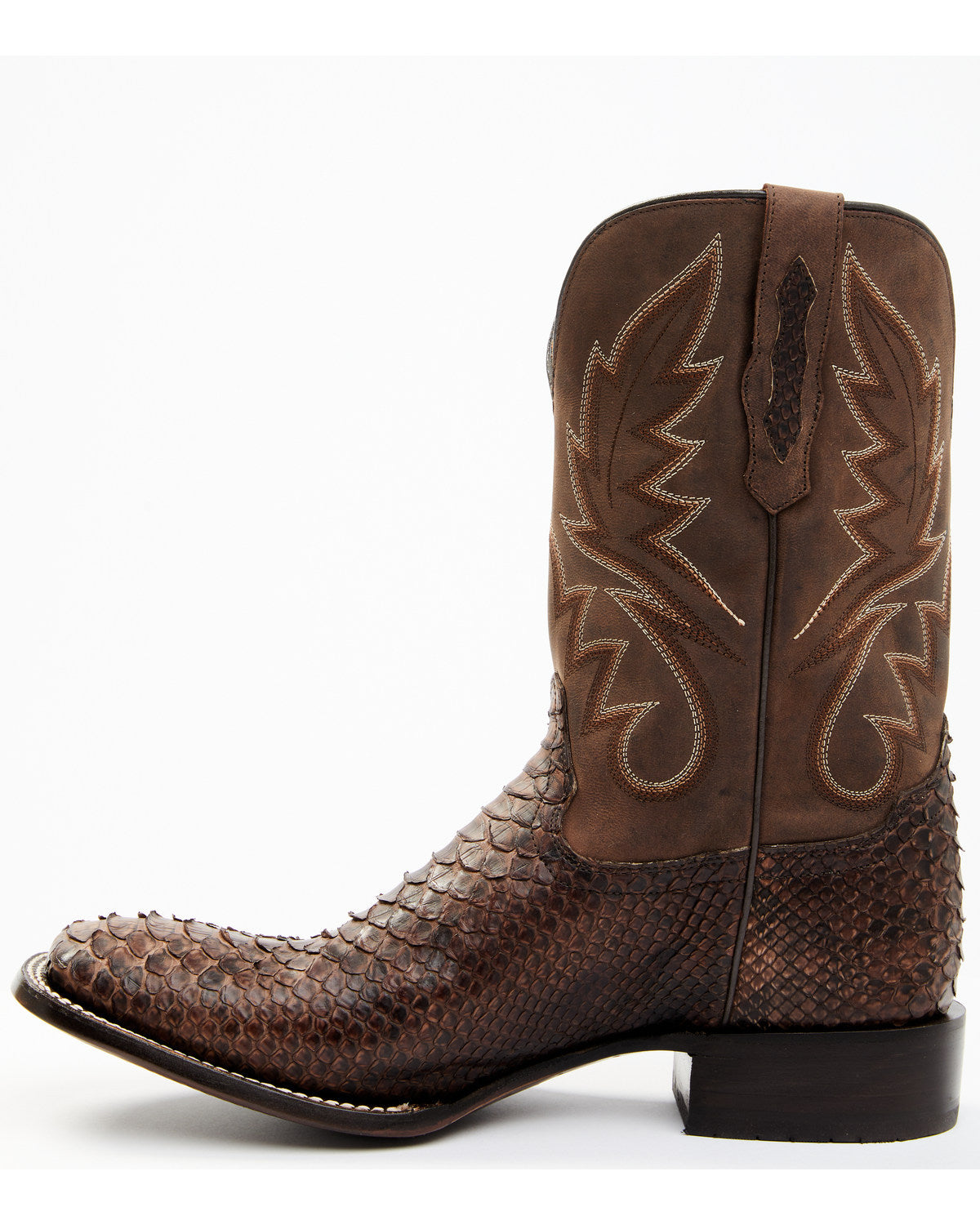 Men's Exotic Python Western Boots - Broad Square Toe