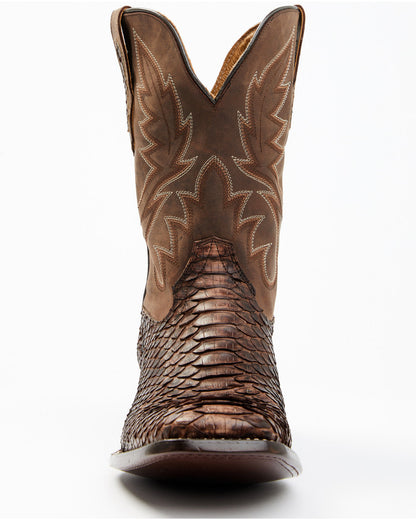 Men's Exotic Python Western Boots - Broad Square Toe