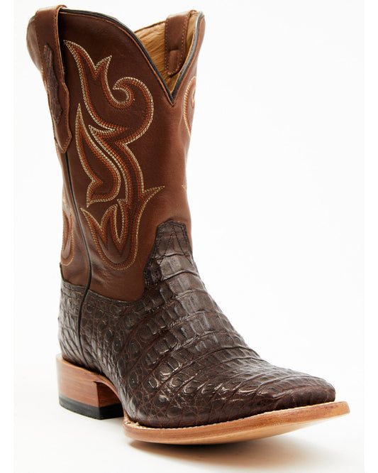 Men's Exotic Caiman Western Boots - Broad Square Toe