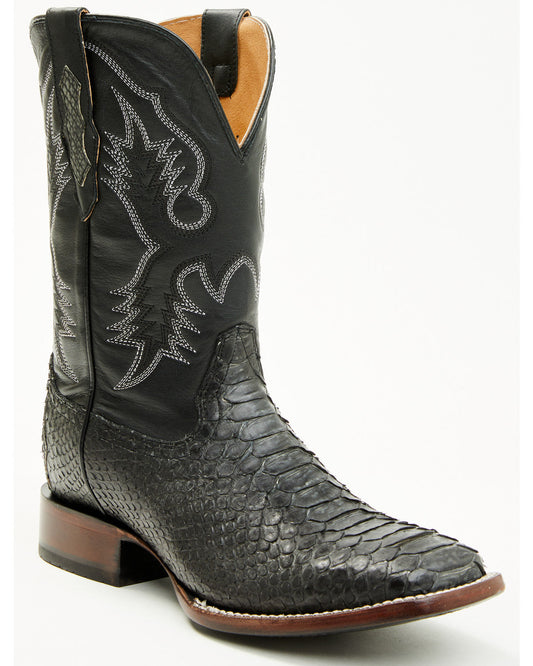 Men's Exotic Python Western Boots - Broad Square Toe