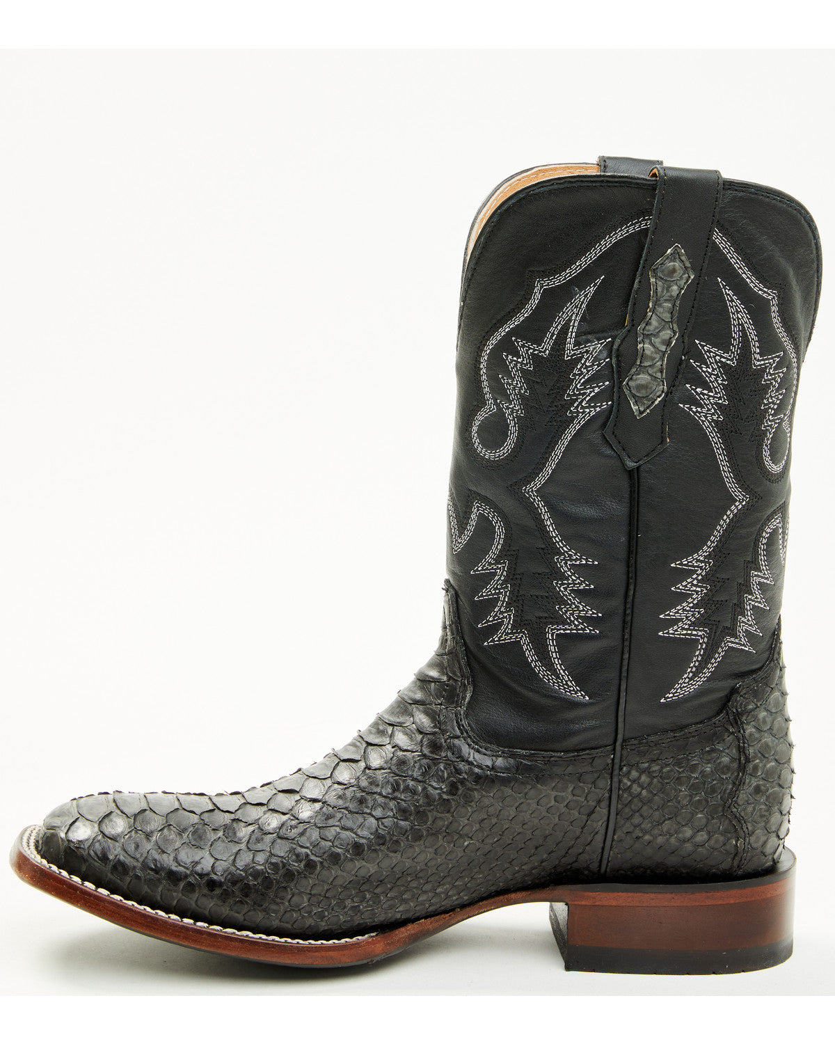 Men's Exotic Python Western Boots - Broad Square Toe