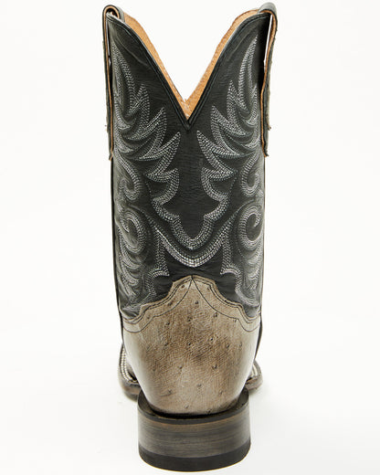 Men's Exotic Ostrich Belly Western Boots - Broad Square Toe