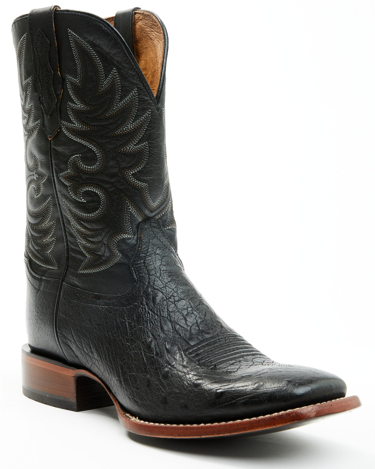 Men's Exotic Smooth Ostrich Western Boots - Broad Square To