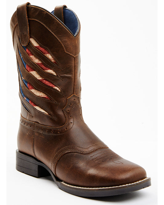 Boys' Ripped Flag Western Boots - Broad Square Toe