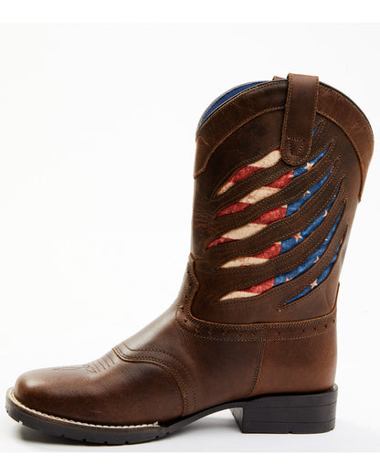 Boys' Ripped Flag Western Boots - Broad Square Toe
