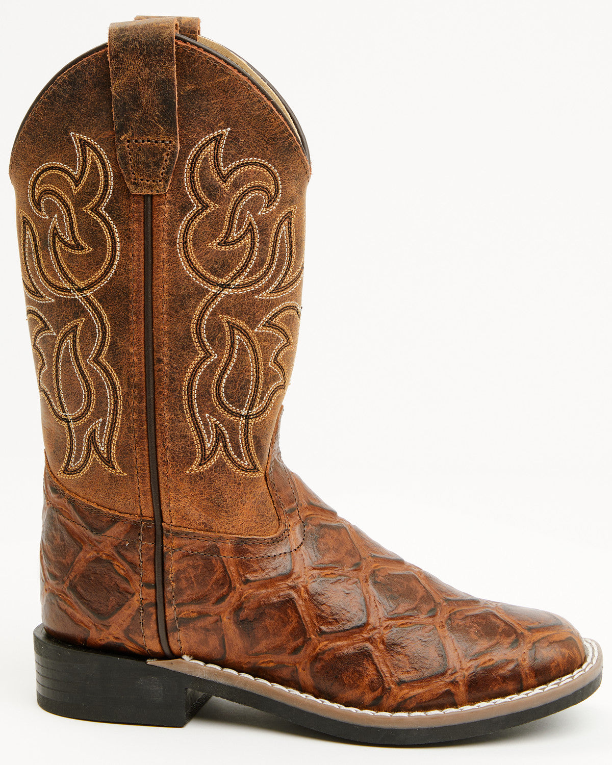 Boys' Duke Pirarucu Print Western Boots - Broad Square Toe