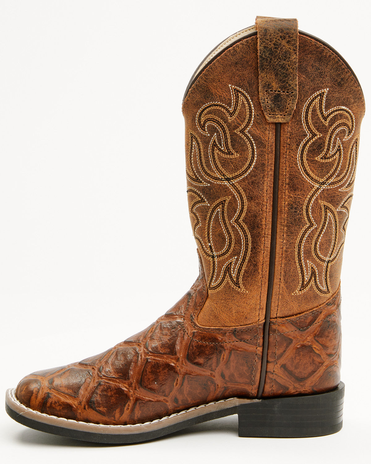 Boys' Duke Pirarucu Print Western Boots - Broad Square Toe
