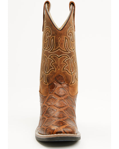 Boys' Duke Pirarucu Print Western Boots - Broad Square Toe