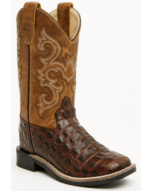 Boys' Dale Crocodile Print Western Boots - Broad Square Toe
