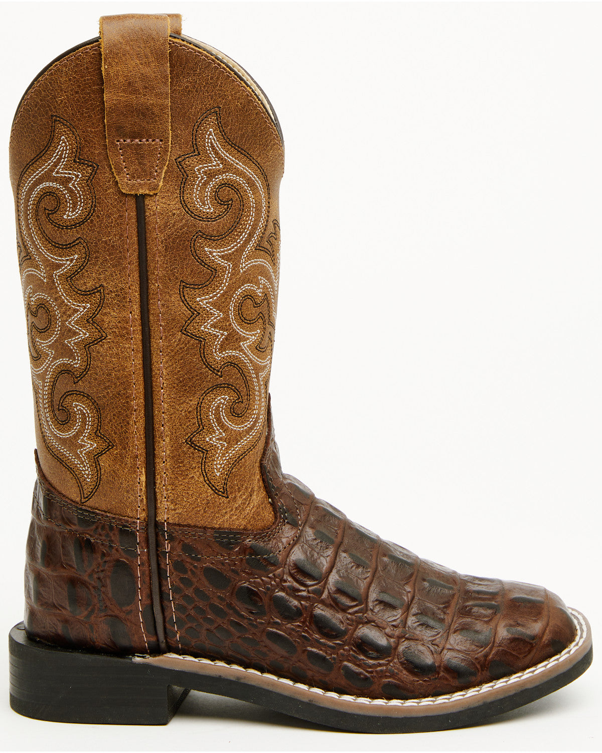 Boys' Dale Crocodile Print Western Boots - Broad Square Toe