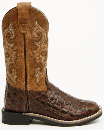 Boys' Dale Crocodile Print Western Boots - Broad Square Toe