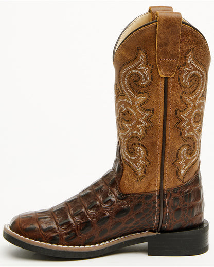 Boys' Dale Crocodile Print Western Boots - Broad Square Toe