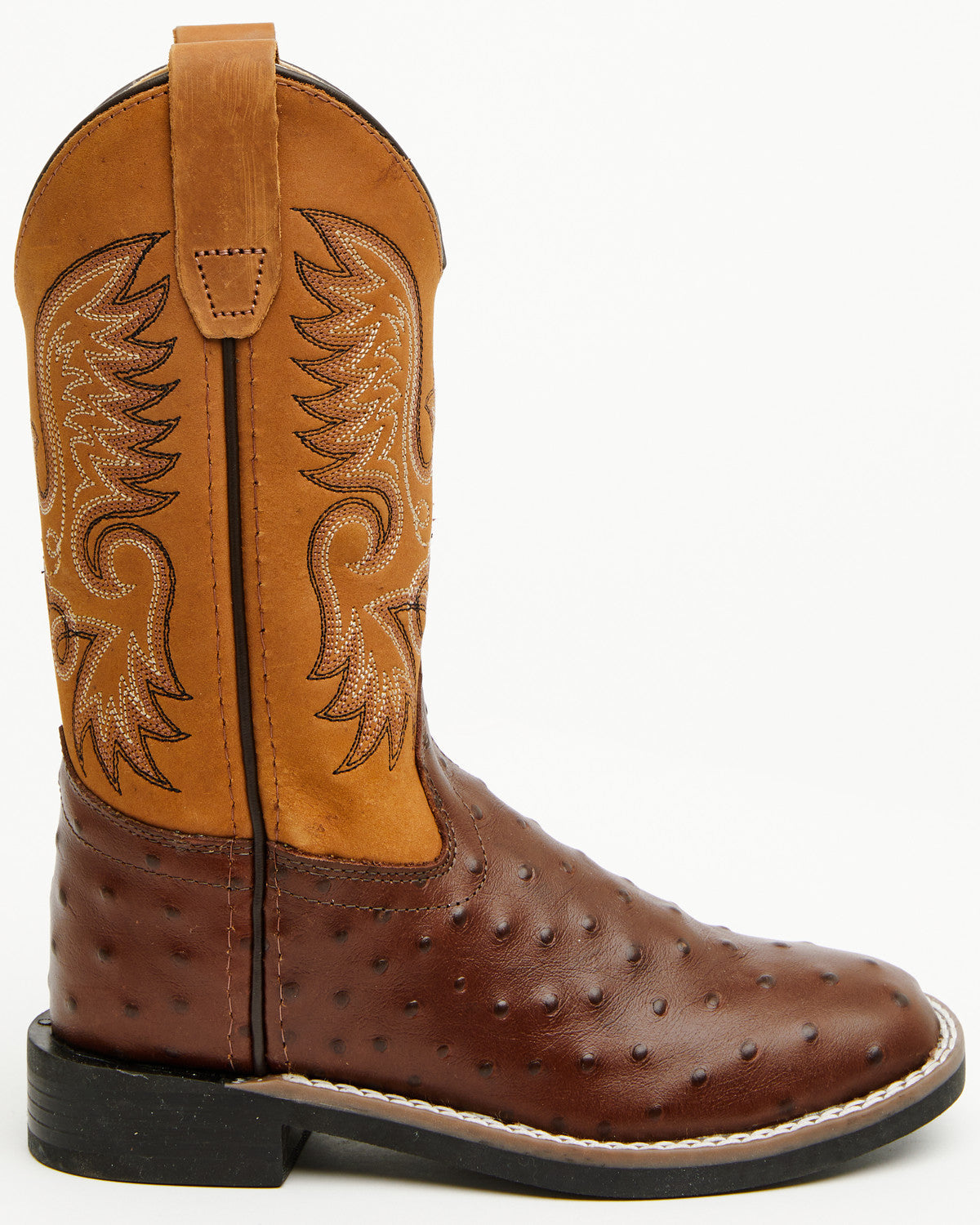 Boys' Dean Ostrich Print Western Boots - Broad Square Toe