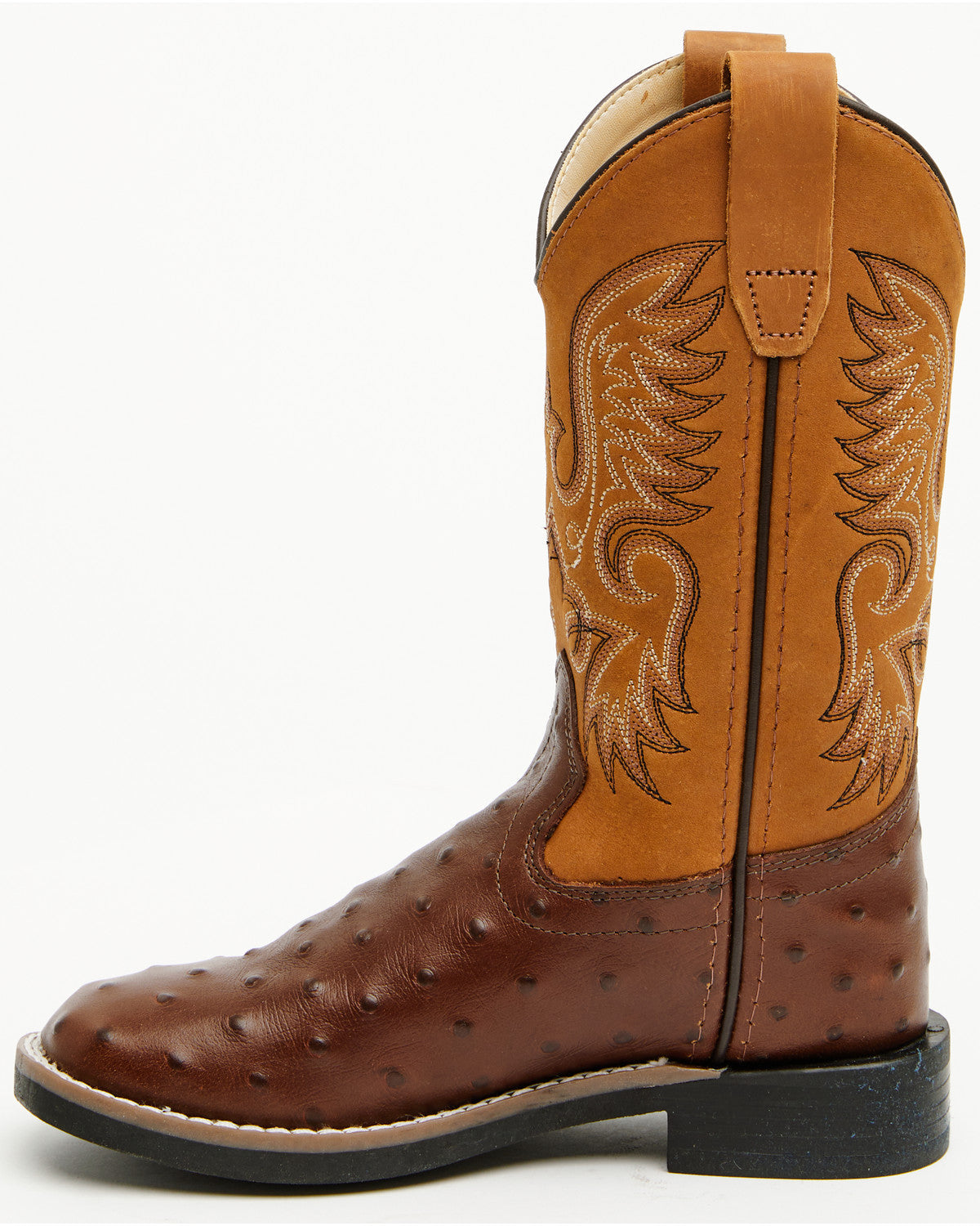 Boys' Dean Ostrich Print Western Boots - Broad Square Toe