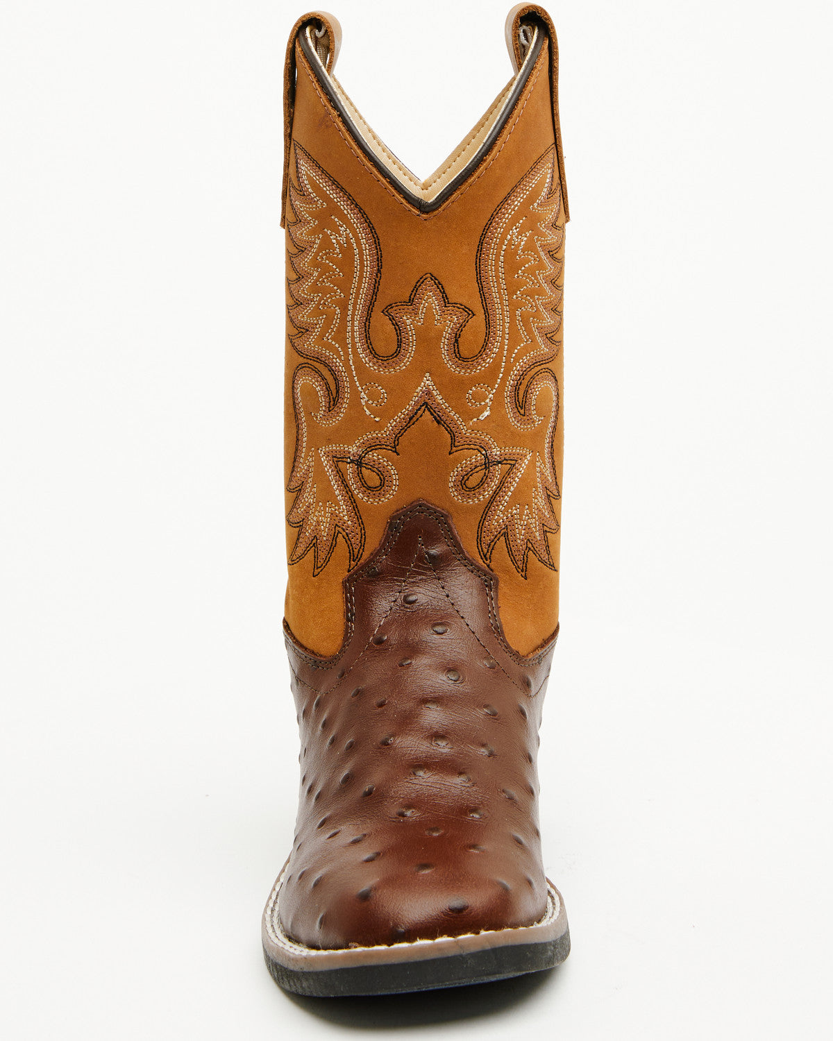 Boys' Dean Ostrich Print Western Boots - Broad Square Toe