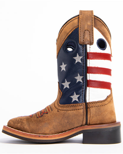 Boys' USA Flag Western Boots - Broad Square Toe