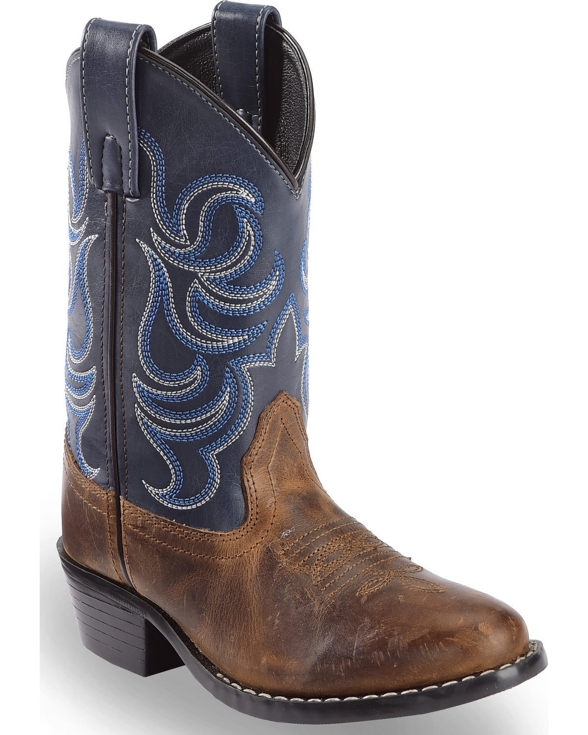 Boys' Holt Two-Tone Embroidered Western Boots - Round Toe