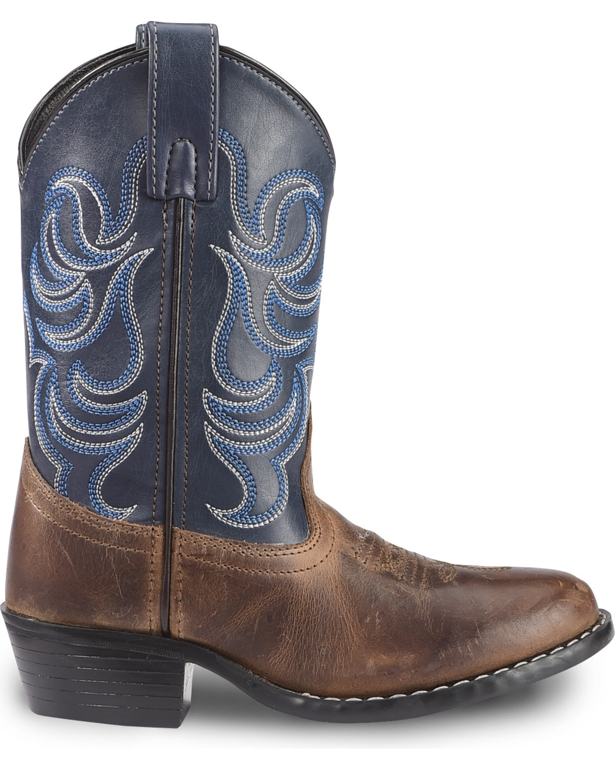 Boys' Holt Two-Tone Embroidered Western Boots - Round Toe