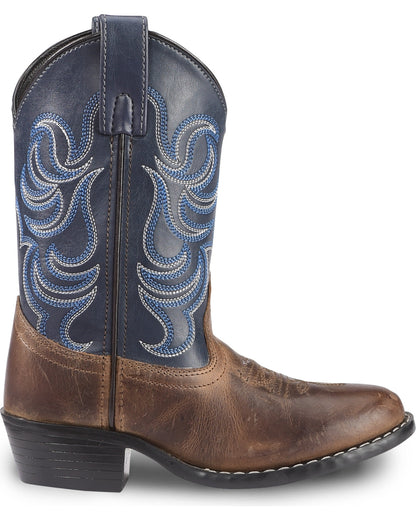 Boys' Holt Two-Tone Embroidered Western Boots - Round Toe