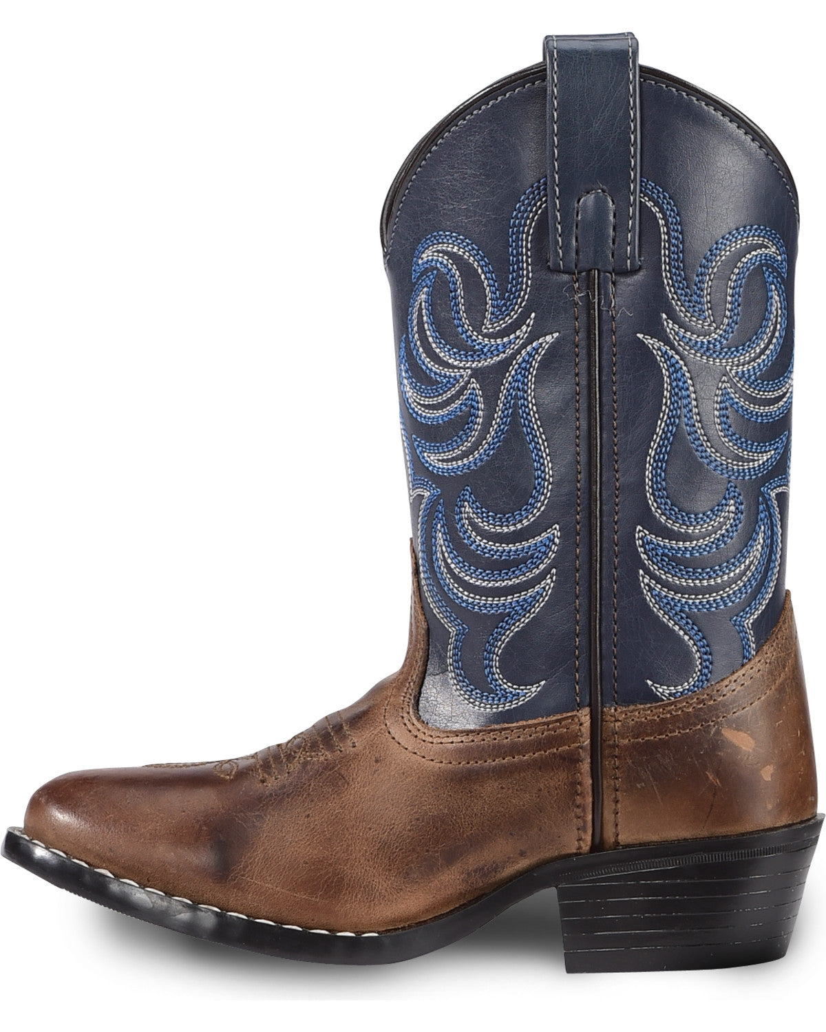 Boys' Holt Two-Tone Embroidered Western Boots - Round Toe