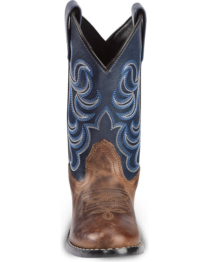 Boys' Holt Two-Tone Embroidered Western Boots - Round Toe