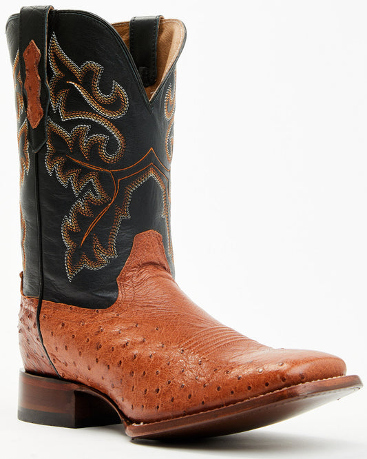 Men's Exotic Ostrich Western Boots - Broad Square Toe