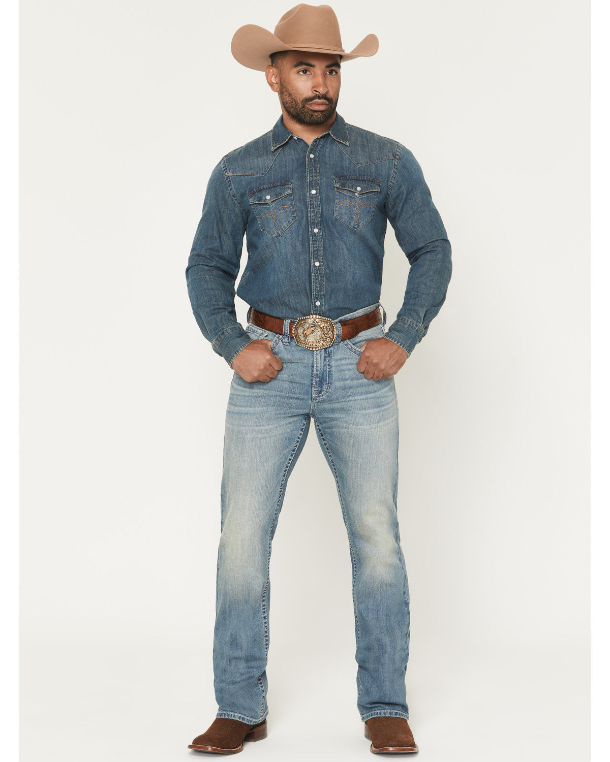 Men's Rattler Wash Wyatt Slim Bootcut Stretch Denim Jeans
