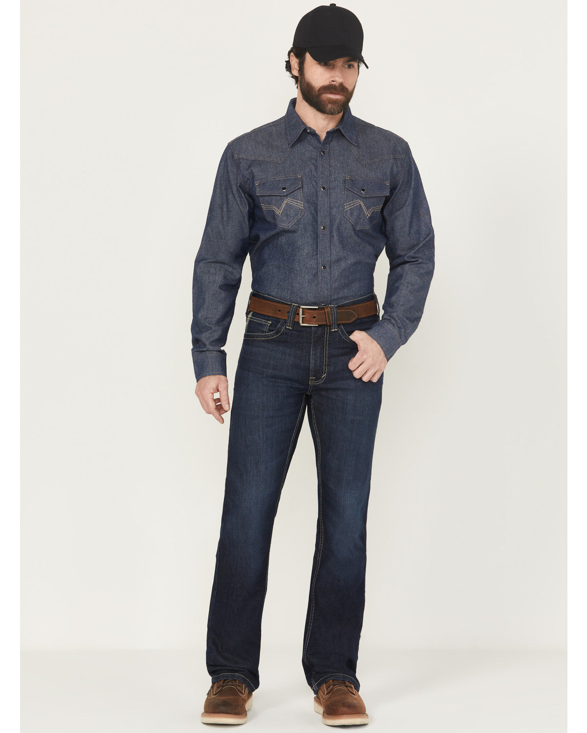Men's FR Dark Wash Slim Bootcut Stretch Denim Work Jeans