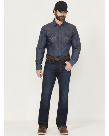 Men's FR Dark Wash Slim Bootcut Stretch Denim Work Jeans