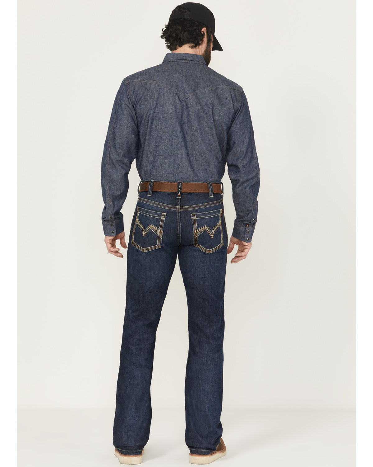 Men's FR Dark Wash Slim Bootcut Stretch Denim Work Jeans