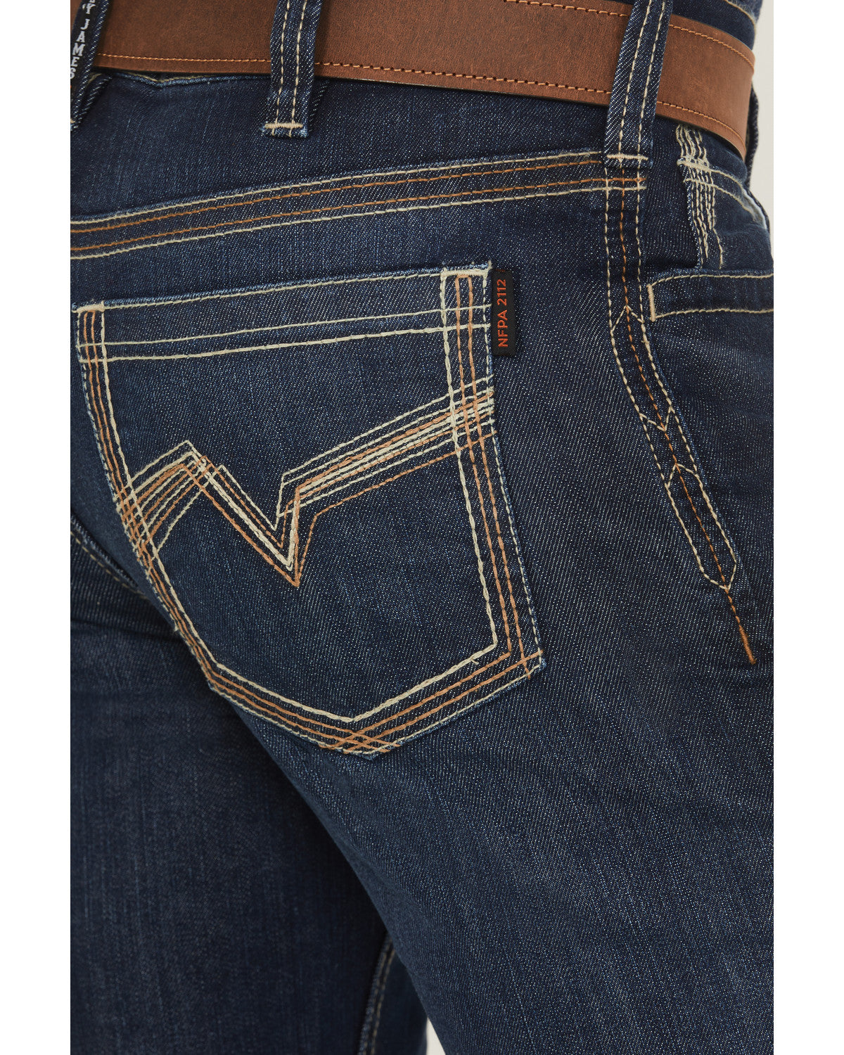 Men's FR Dark Wash Slim Bootcut Stretch Denim Work Jeans