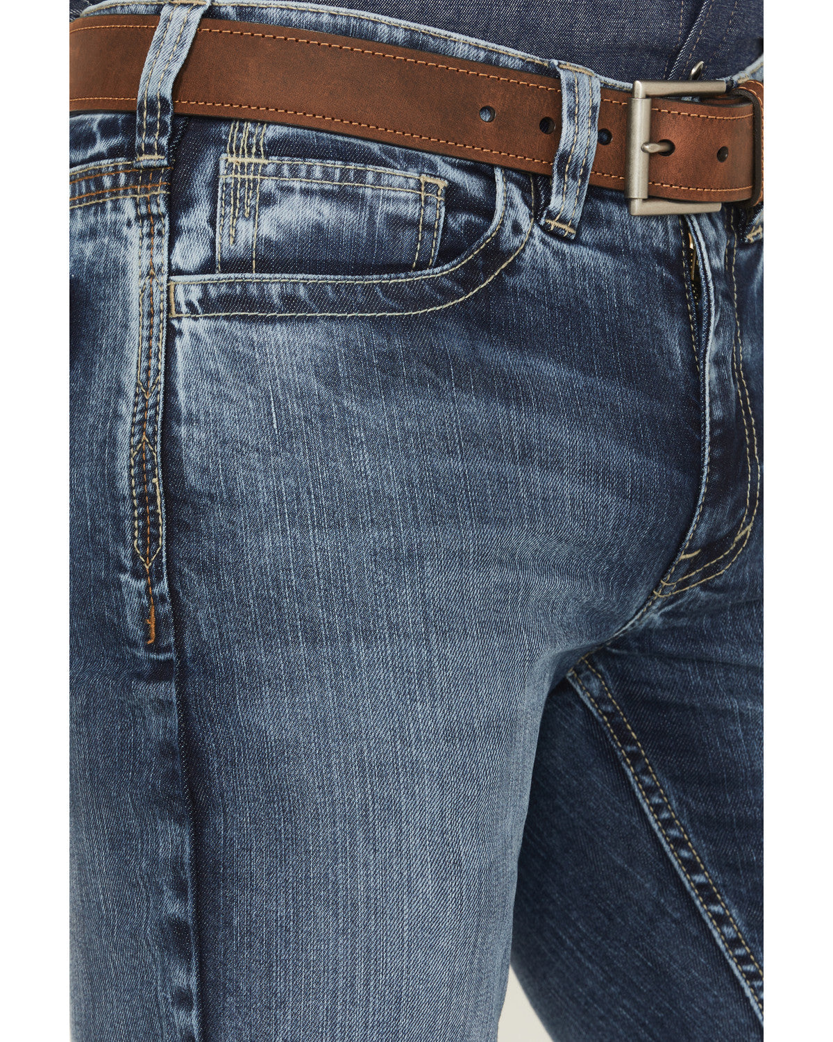 Men's FR Medium Wash Slim Bootcut Stretch Denim Work Jeans