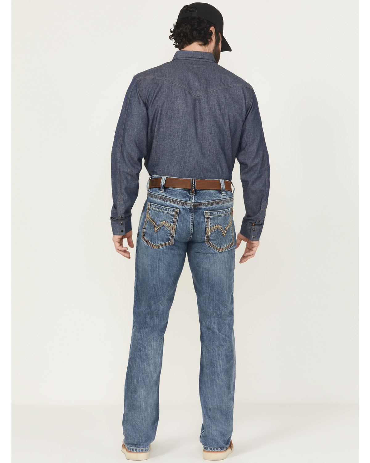 Men's FR Medium Wash Slim Bootcut Stretch Denim Work Jeans