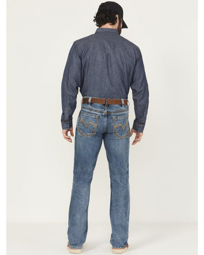 Men's FR Medium Wash Slim Bootcut Stretch Denim Work Jeans