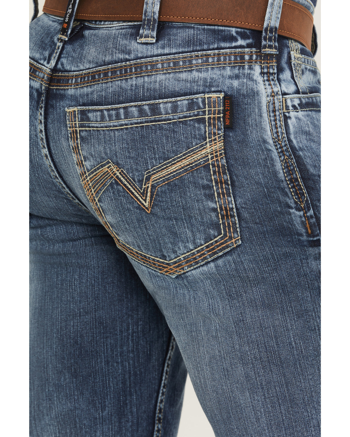 Men's FR Medium Wash Slim Bootcut Stretch Denim Work Jeans