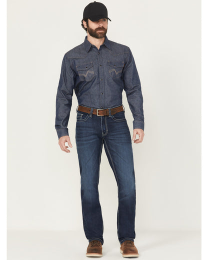 Men's FR Medium Wash Slim Straight Stretch Denim Work Jeans