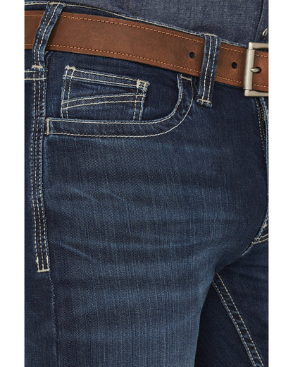 Men's FR Medium Wash Slim Straight Stretch Denim Work Jeans