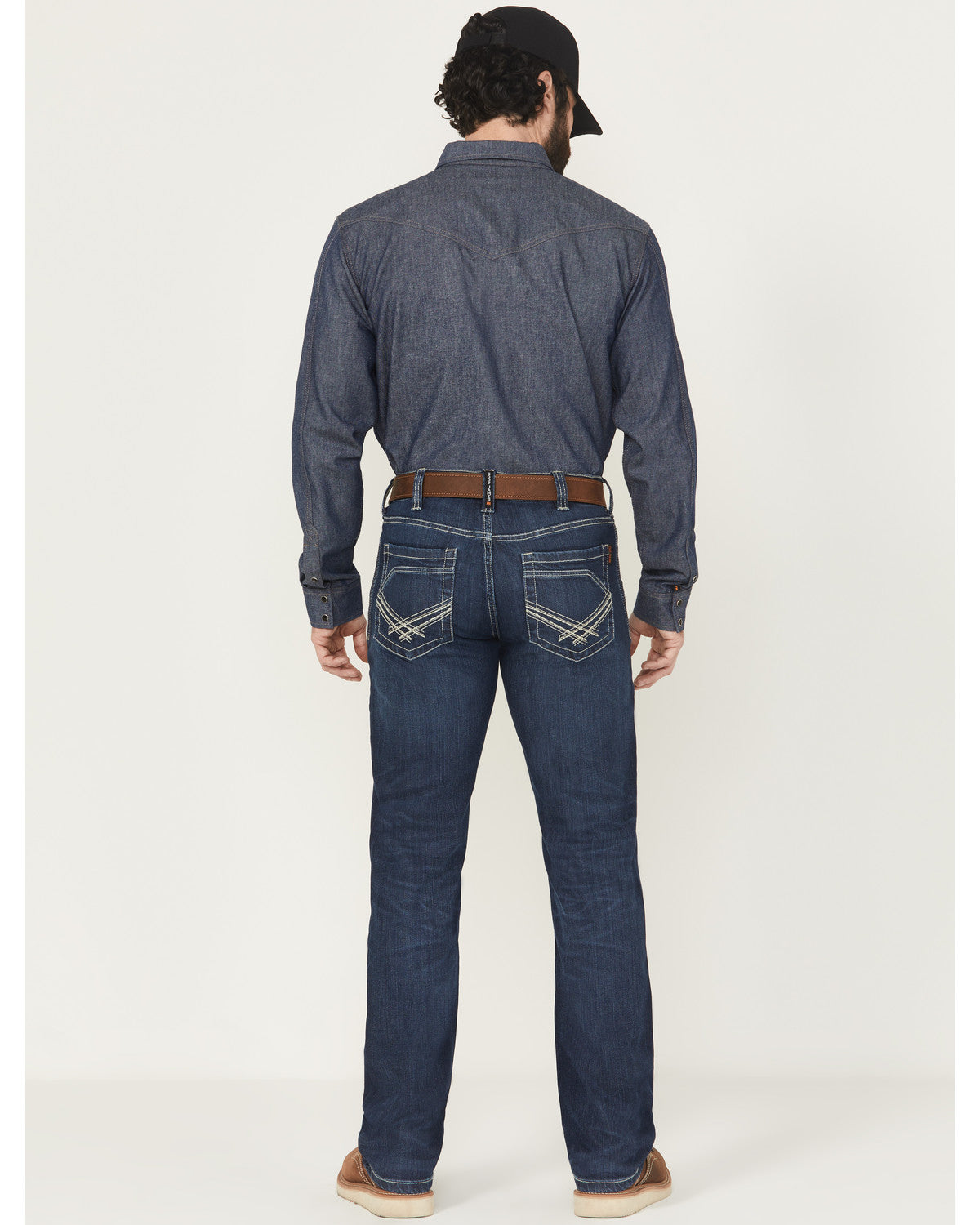 Men's FR Medium Wash Slim Straight Stretch Denim Work Jeans
