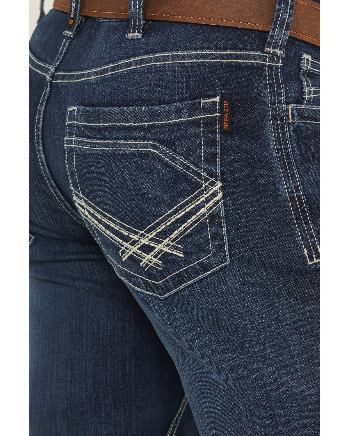 Men's FR Medium Wash Slim Straight Stretch Denim Work Jeans