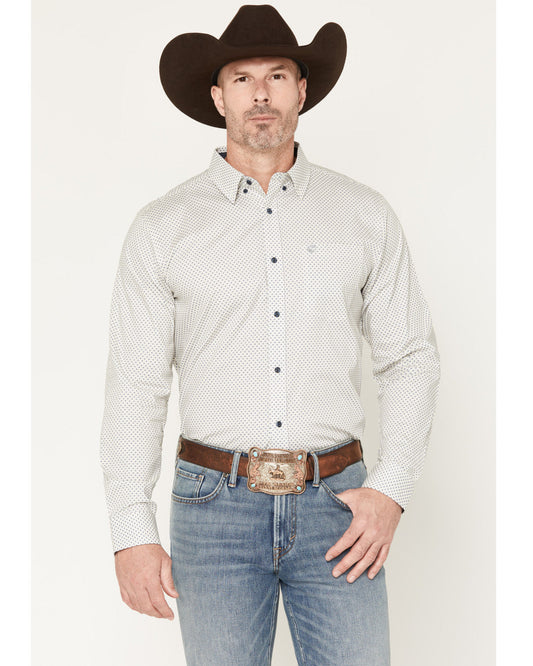 Men's NFR Geo Print Long Sleeve Button-Down Stretch Western