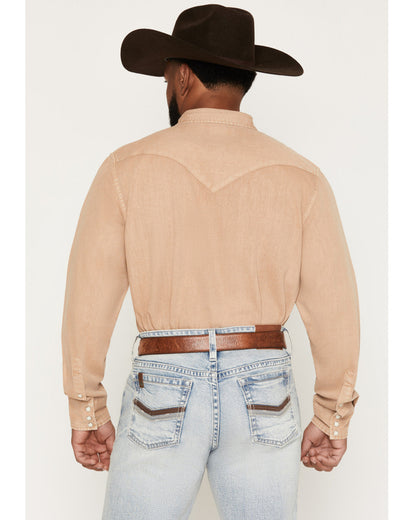 Men's Solid Long Sleeve Snap Denim Western Shirt - Tall