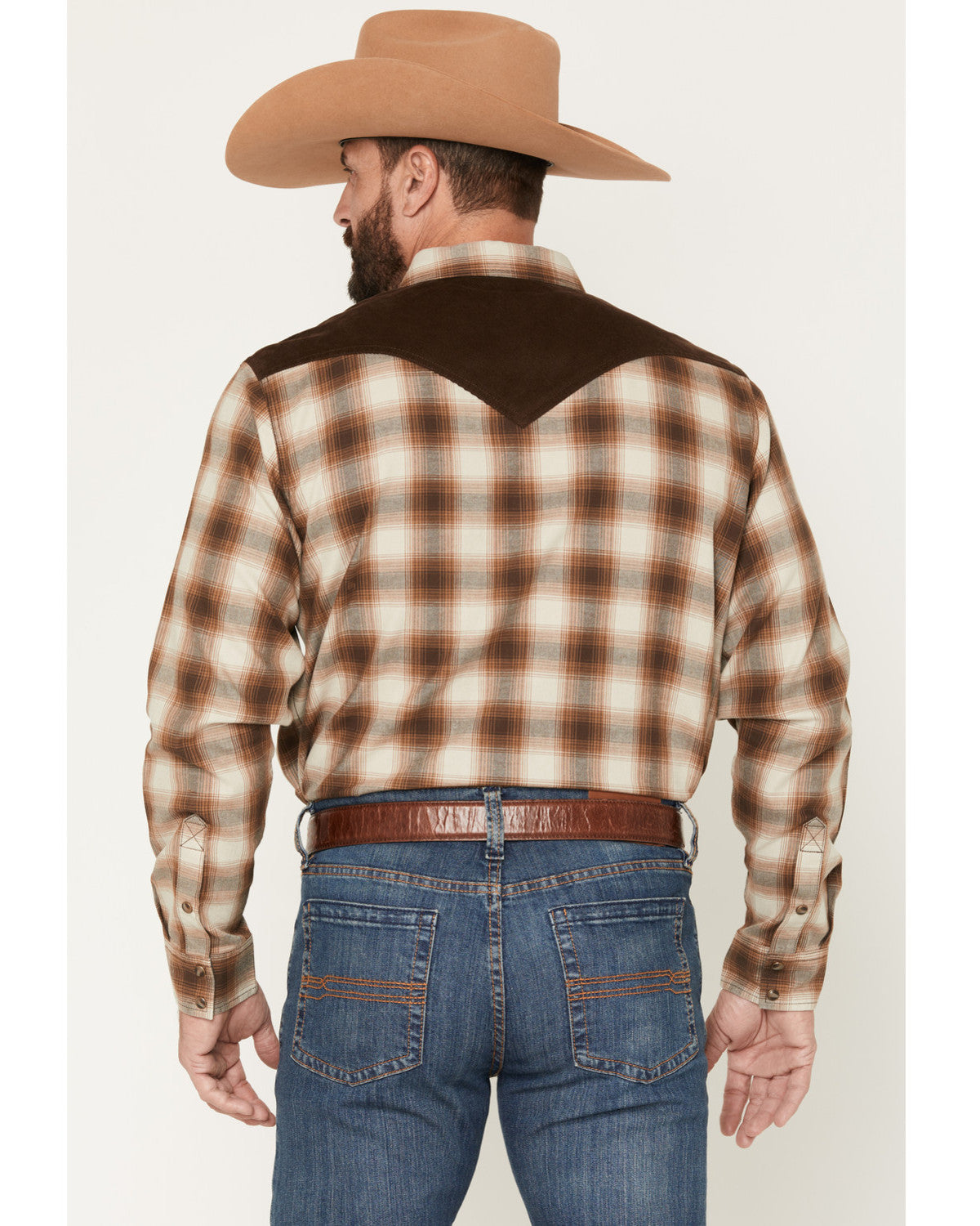 Men's Mad Plaid Print Corduroy Long Sleeve Snap Western Shi