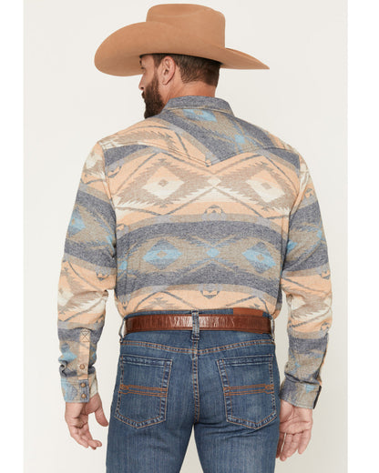 Men's Arrow Bear Southwestern Print Long Sleeve Snap Flanne