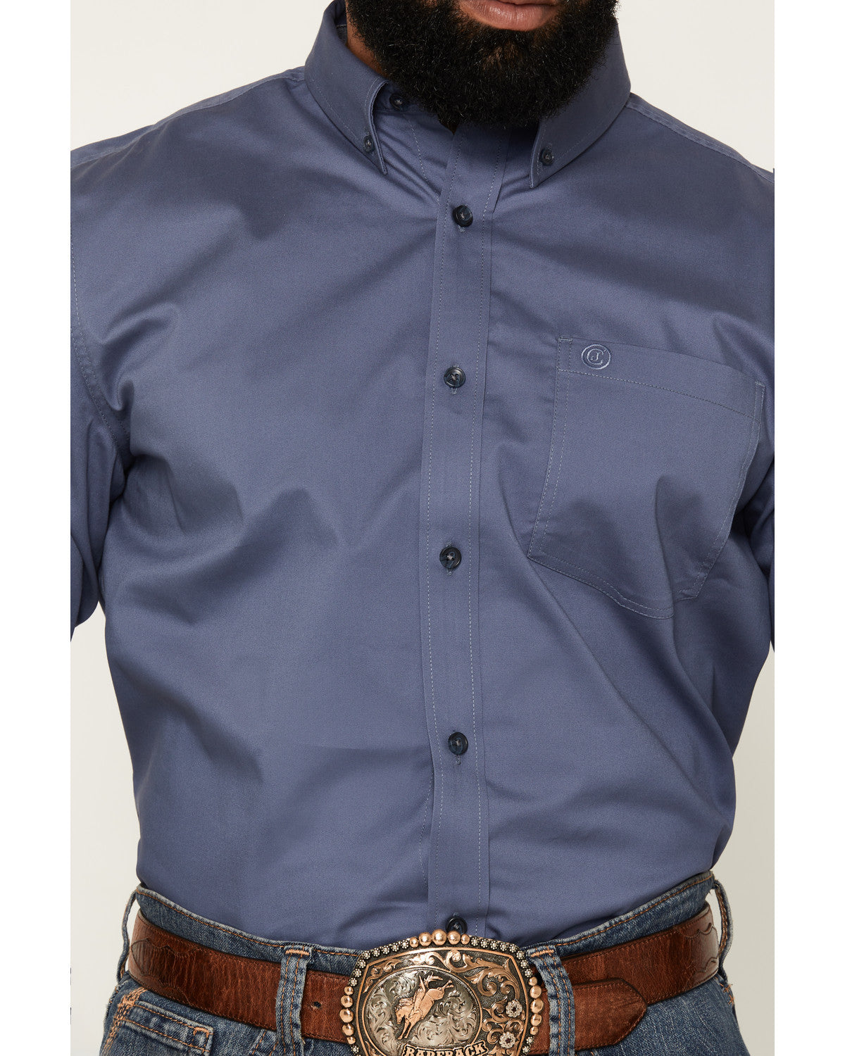 Men's Solid Long Sleeve Button-Down Stretch Western Shirt -