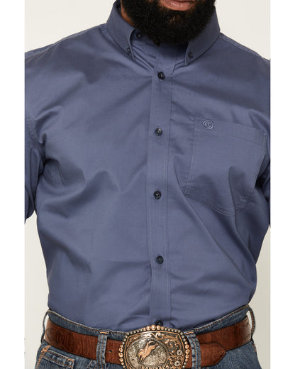 Men's Solid Long Sleeve Button-Down Stretch Western Shirt -