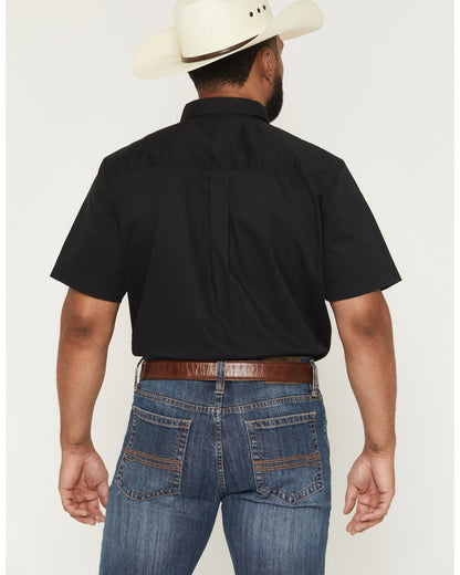 Men's Basic Solid Short Sleeve Button-Down Stretch Western