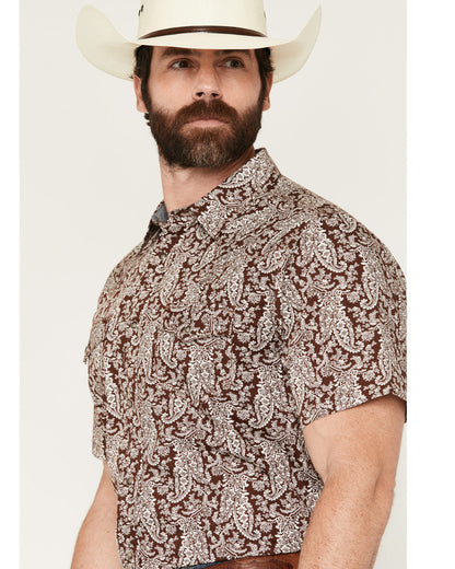 Men's Rusted Gate Paisley Print Short Sleeve Snap Western S