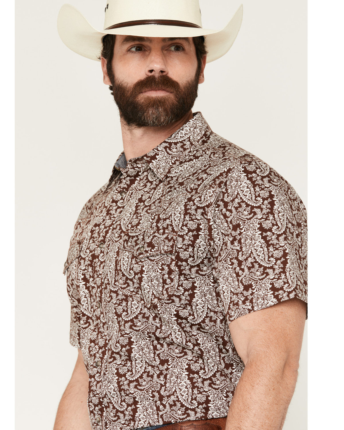 Men's Rusted Gate Paisley Print Short Sleeve Snap Western S